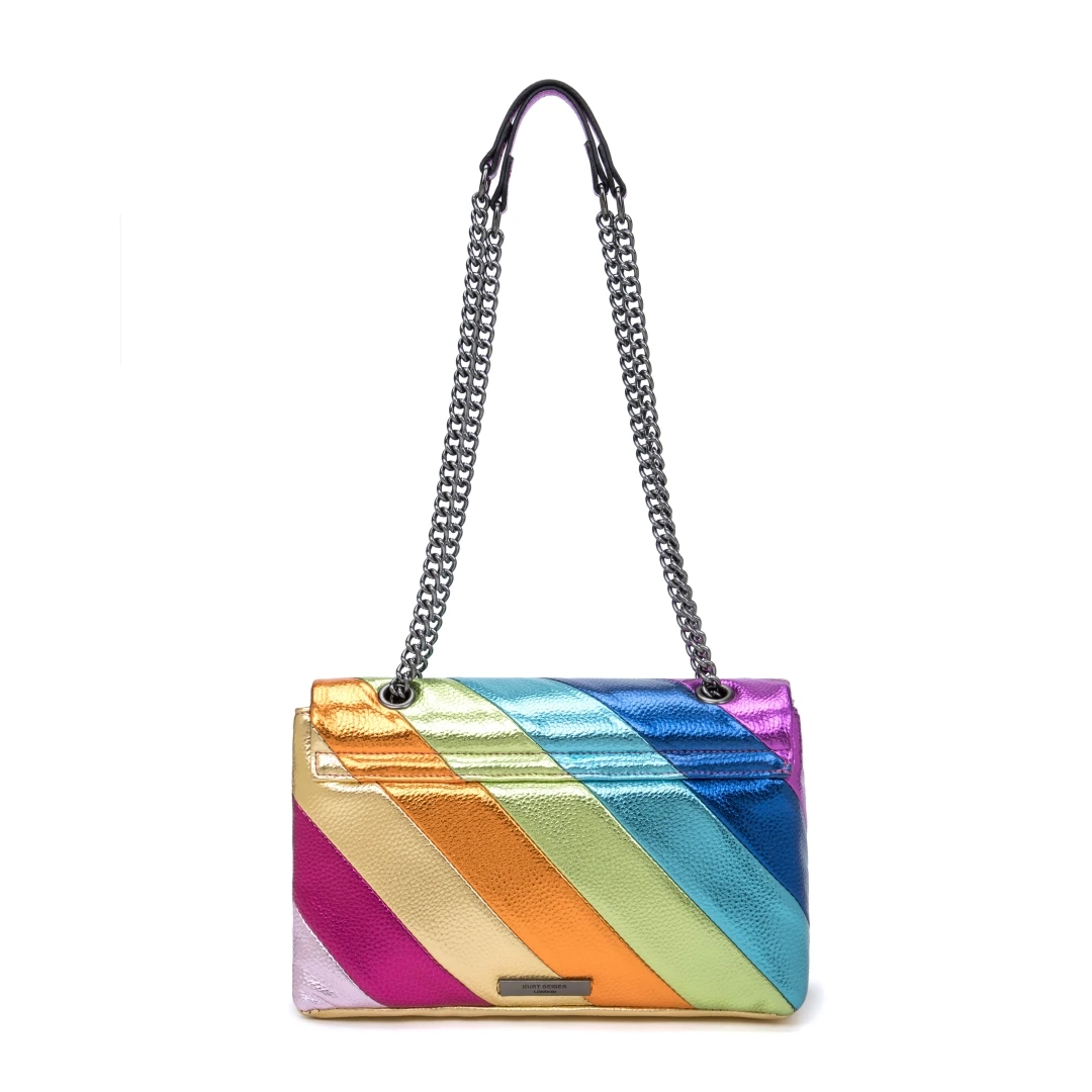 KURT GEIGER LONDON 2024 Retro New Women's Bags Rainbow Patchwork Color PU Leather Single Shoulder Crossbody Bag Luxury Tote Bag