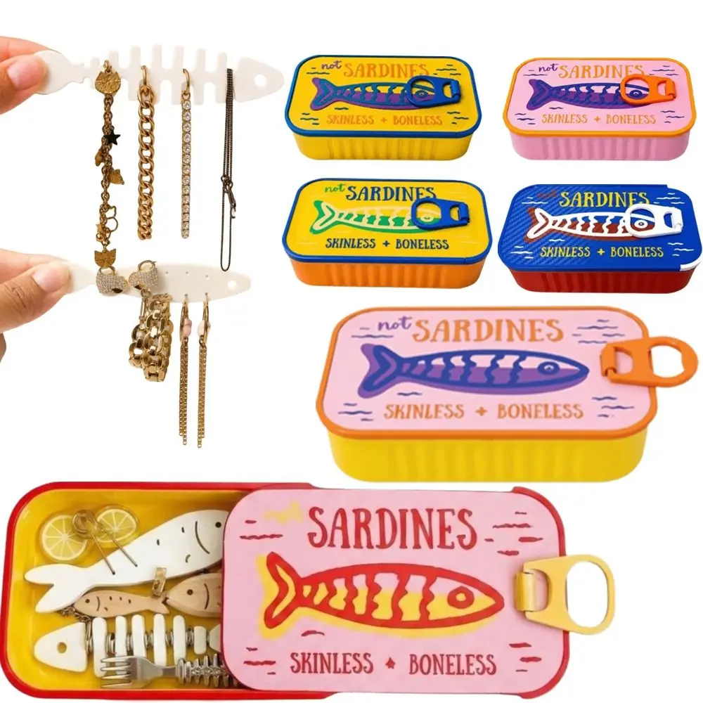 3D Printed Sardine Tin Jewelry Box Multi Functional Creative Jewelry Display Organizer Decorative Durable Fish Bone Jewelry Box