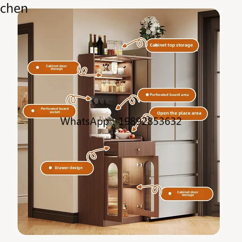 medieval style dining side against the wall integrated storage narrow side high cabinet living room storage tea cabinet