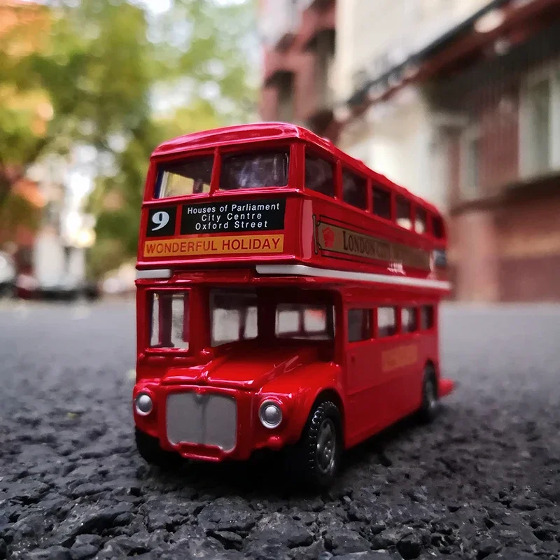 Electric London Double Deck Travel Traffic Bus Alloy Car Model Diecasts Simulation Metal Toy Passenger Car Bus Model Kids Gifts