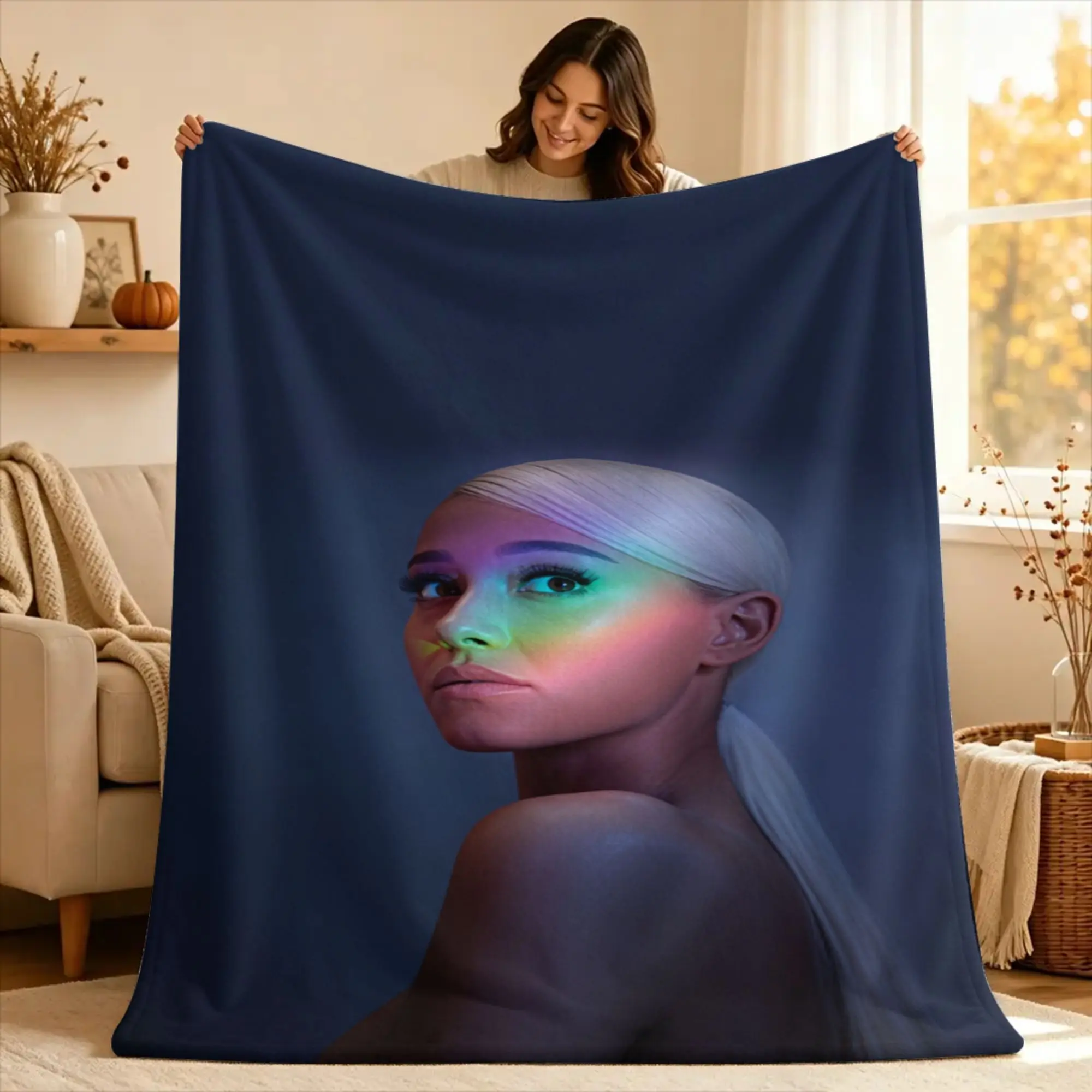 Super Warm Blanket Travel Office Ariana Grande Throw Blanket  Flannel Bedspread For Outdoor Aesthetic Sofa Bed Cover
