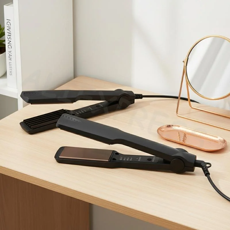 2 in 1 Ceramic Hair Straightener Curler Professional Crimper Fast Adjustable Temperature for Smooth Curls and Waves