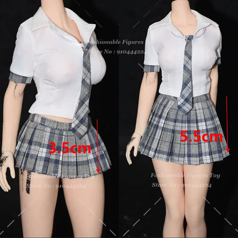 1/6 Piccante Ragazze Scuola JK Uniforme Aderente Camicia Bianca Mini Gonna Scozzese Vestito Per 12 "Donne Soldato Action Figure Corpo