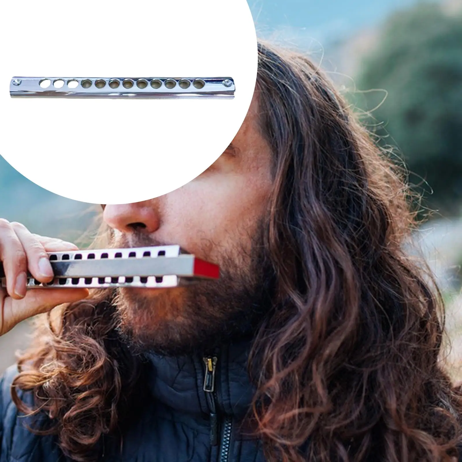 Metal Harmonica Mouthpiece Replacement Round Hole Chromatic Design Instrument Component C Key Music Accessory for Practice