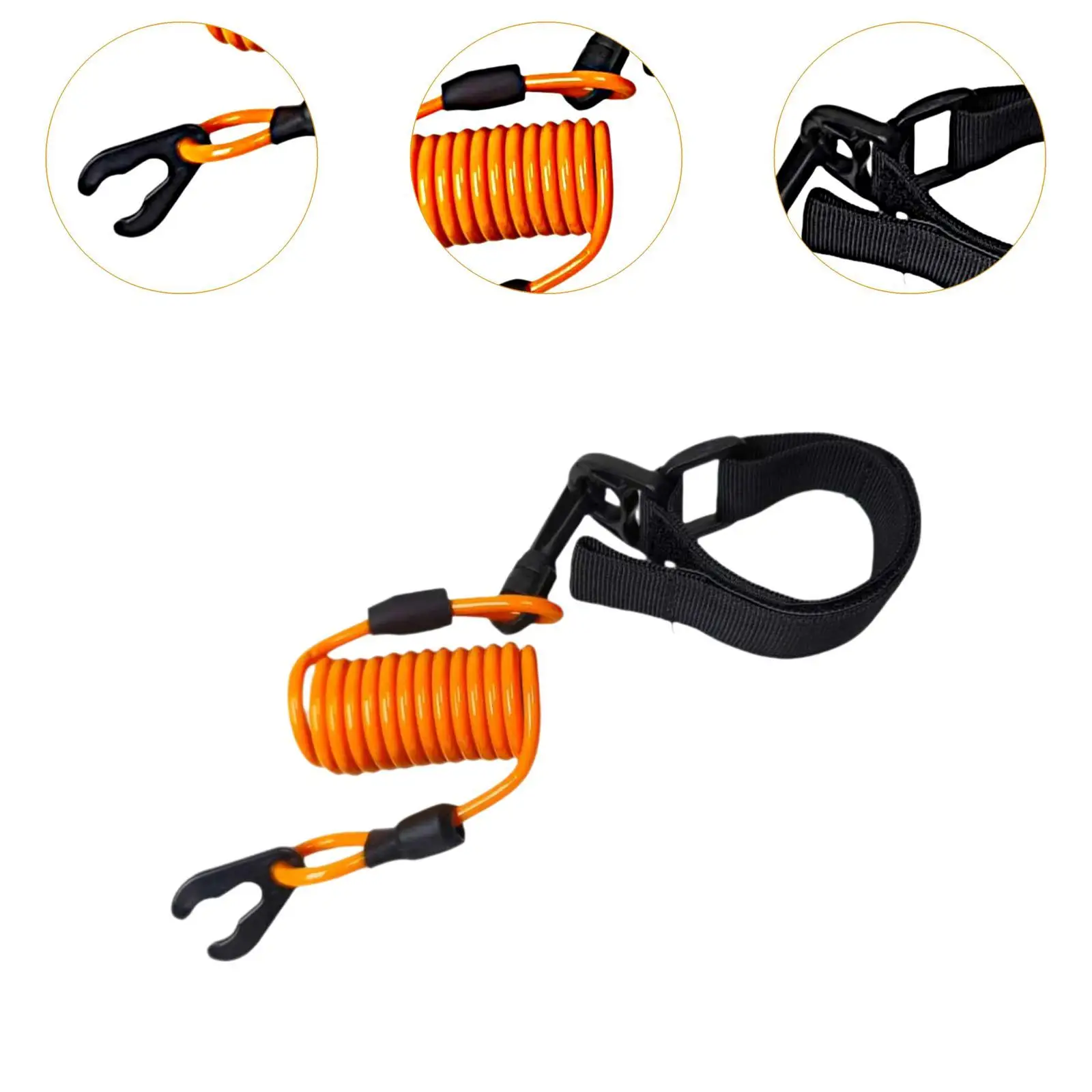 Start Stop Kill Security Lanyard Tether Cord Retractable Compact with Wrist Strap Flexible Boat Float Emergency Flameout Rope