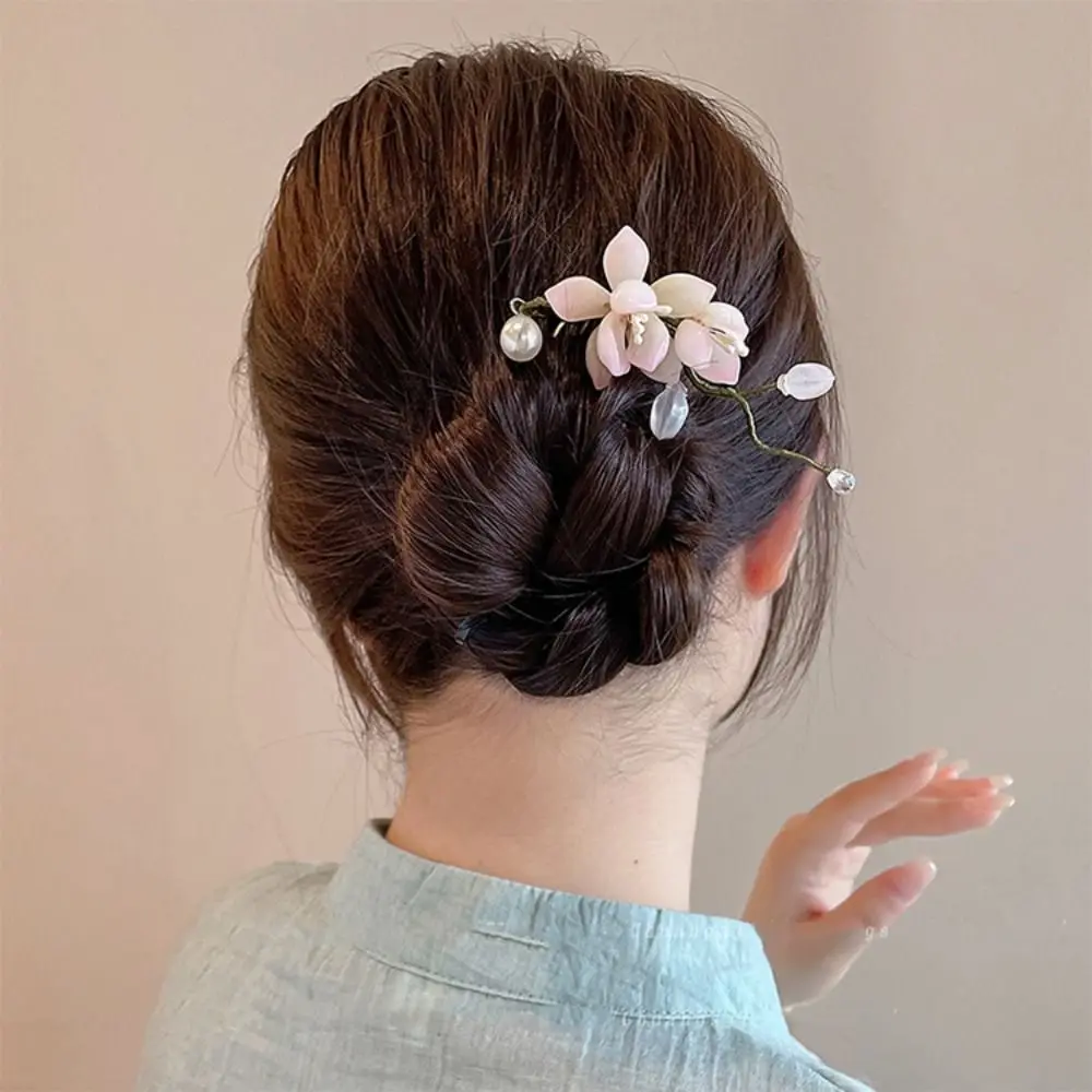 Retro Hair Comb Chinese Style Hair Stick Flower U Shape Hanfu Hairpin Hair Chopstick Hanfu Headwear Cheongsam Accessories