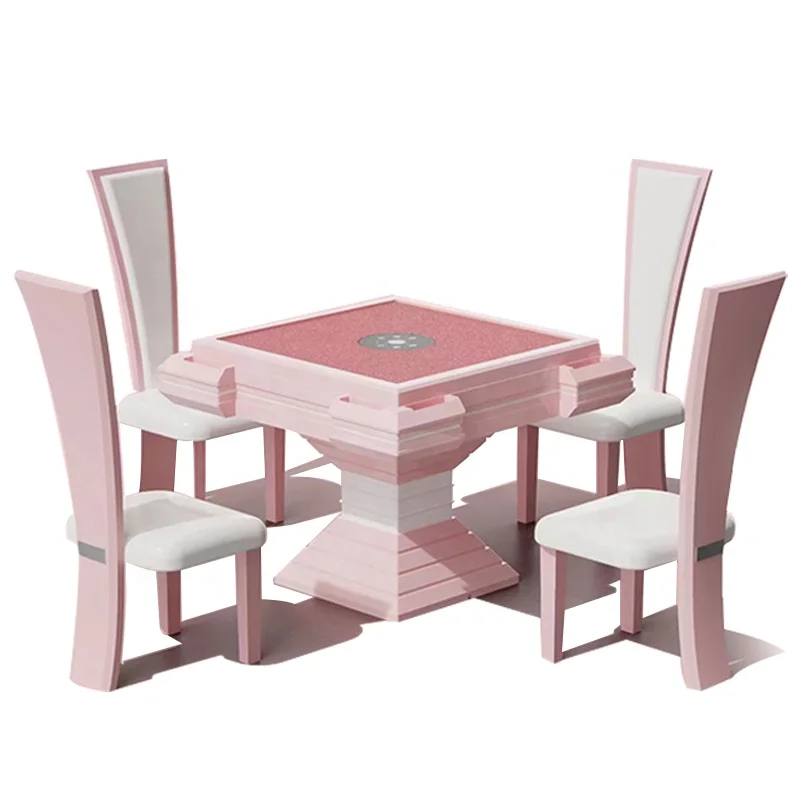Chinese Manufacturer Fashion Light Electronic Automatic Macaron pink Mahjong Table