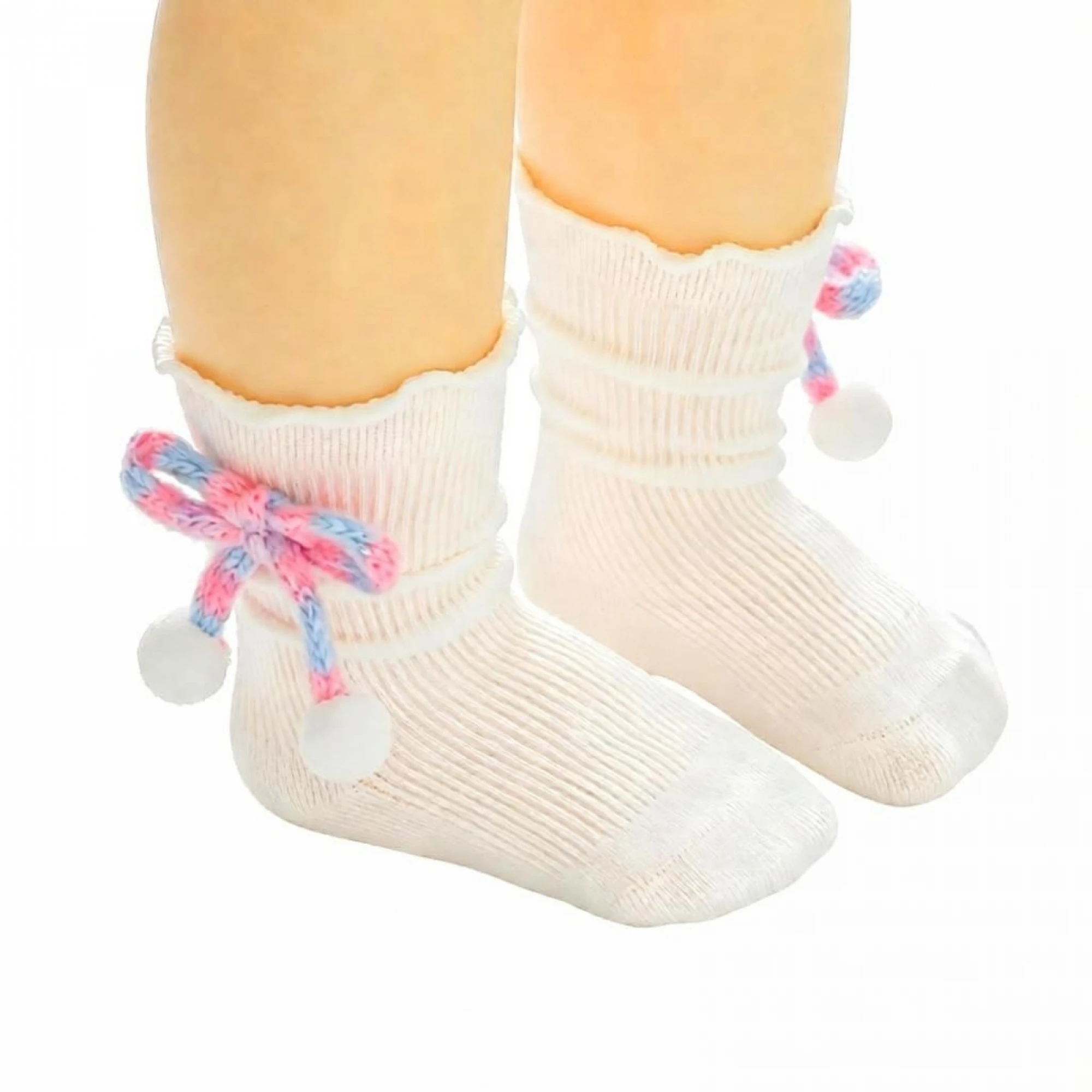 Toddler Baby Princess Socks Knitted Bow Soft Breathable Mid Calf Socks