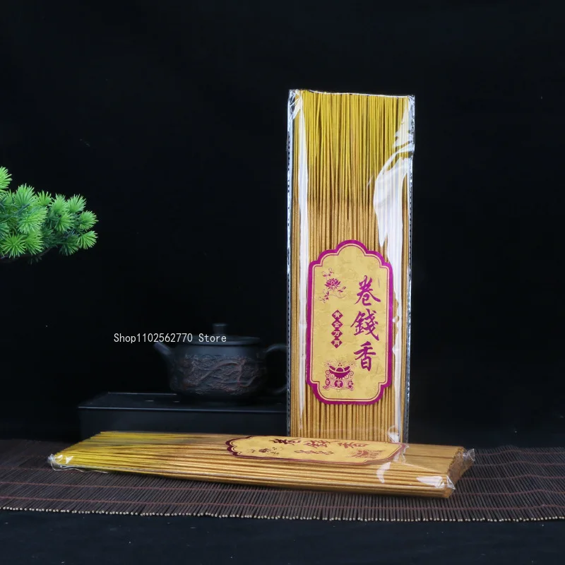 32.5cm Natural Bamboo Stick Golden Smokeless Long Thread Incense Home Indoor Temple Buddhist Hall Zen Meditation Buddha Fragrant