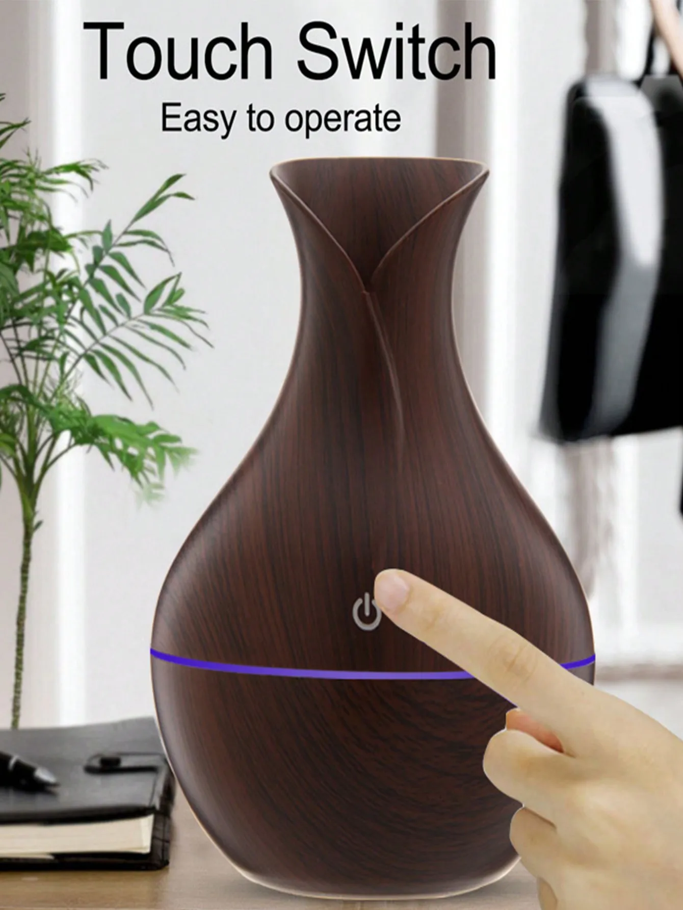 Wood grain vase humidifier Diffuser USB car office home colorful night light silent humidification