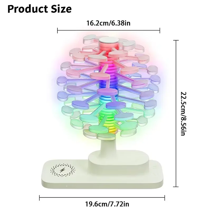 

2025 креативный гибкий светодиодный ночник со спиральным деревом, беспроводное зарядное устройство для смартфона, часов, ПК, декоративная настольная лампа, питание постоянного тока