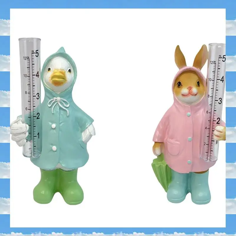 

A11I Garden Rain Gauge Landscape Farm Outdoor Easy To Read Resin Animal Statue