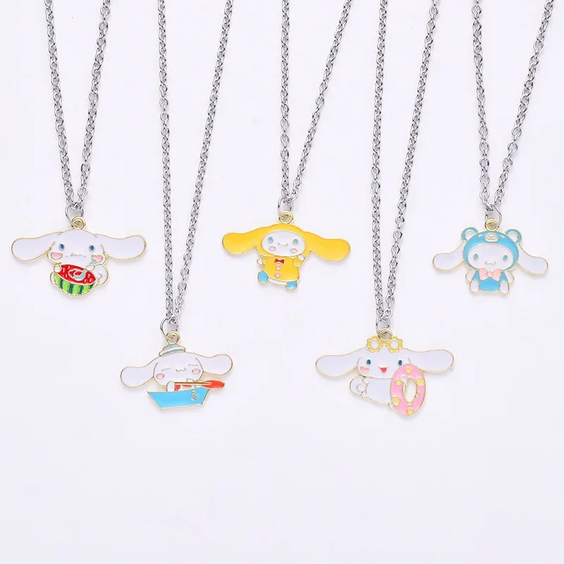 Kawaii Sanrio Cinnamoroll Necklace Cute Pendant Jewelry Clavicle Chain Couple Girlfriends Anime Accessories Birthday Gift