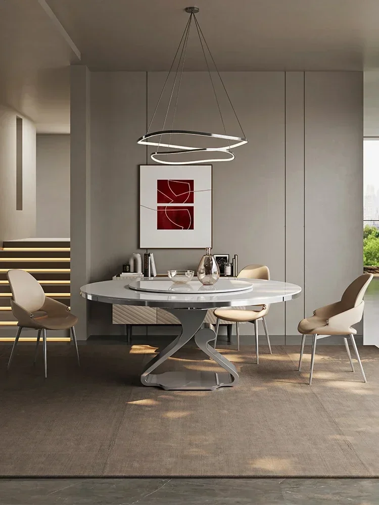 

Modern, simple, multifunctional retractable rock dining table Household small-sized dual-purpose round tables and chairs