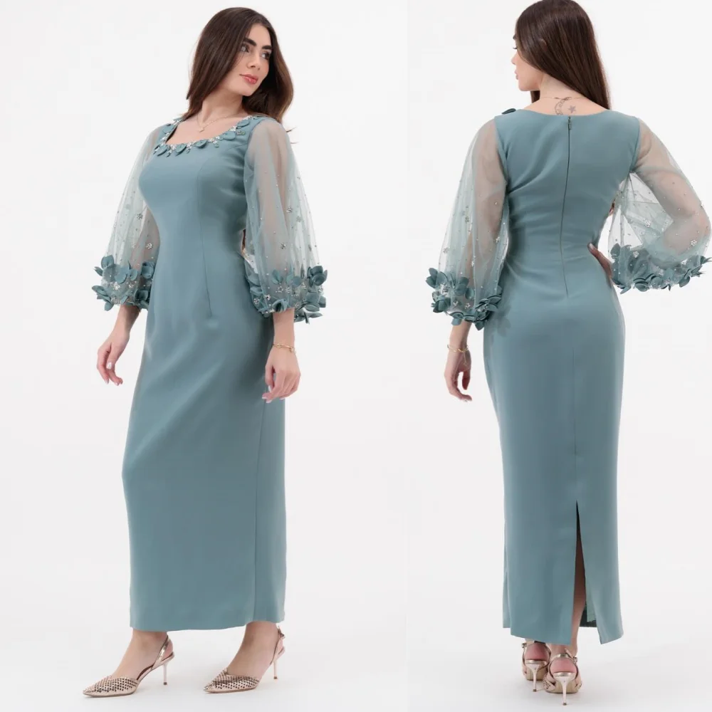 

Jiayigong Jersey Applique Beading Cocktail Party A-line Square Neck Bespoke Occasion Gown Midi Dresses Saudi Arabia