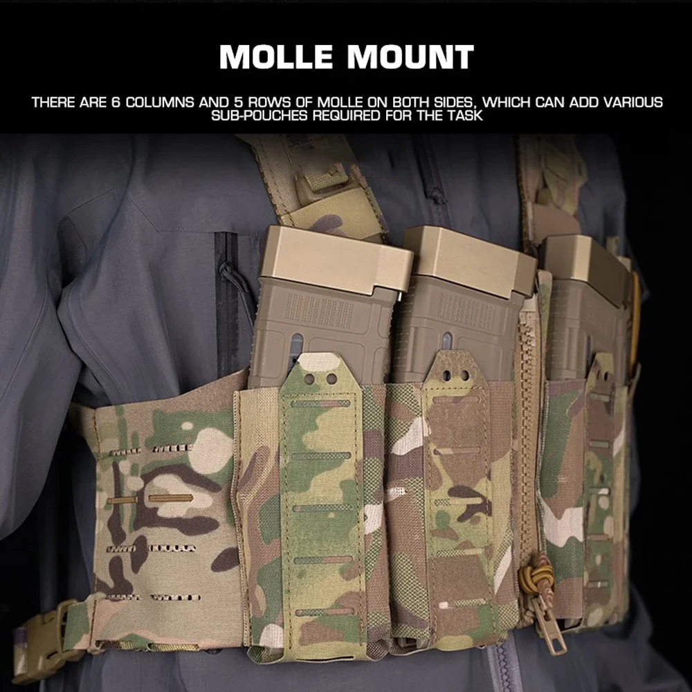 Imagem -05 - Leve Tactical Hunting Chest Rig Molle Militar Hunting Vest Zipper de Liberação Rápida sf Airsoft Rig com m4 ar Magazine Pouch