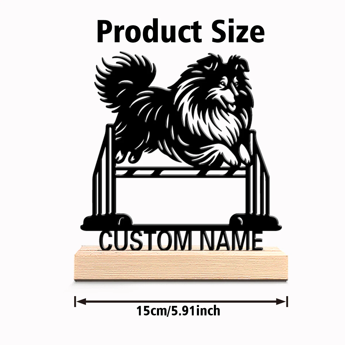 1pc Stylish Personalized Custom Shepherd Dog Metal Statues Symbolic desktop decoration with wooden base gift male theme office