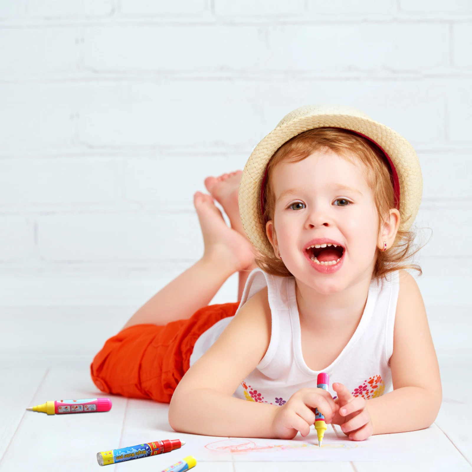 

6Pcs Water Doodle Pens Compact Size Easy Hold Thick Tip Absorb Water No Leak Screw Cap for Drawing Replacement Doodle