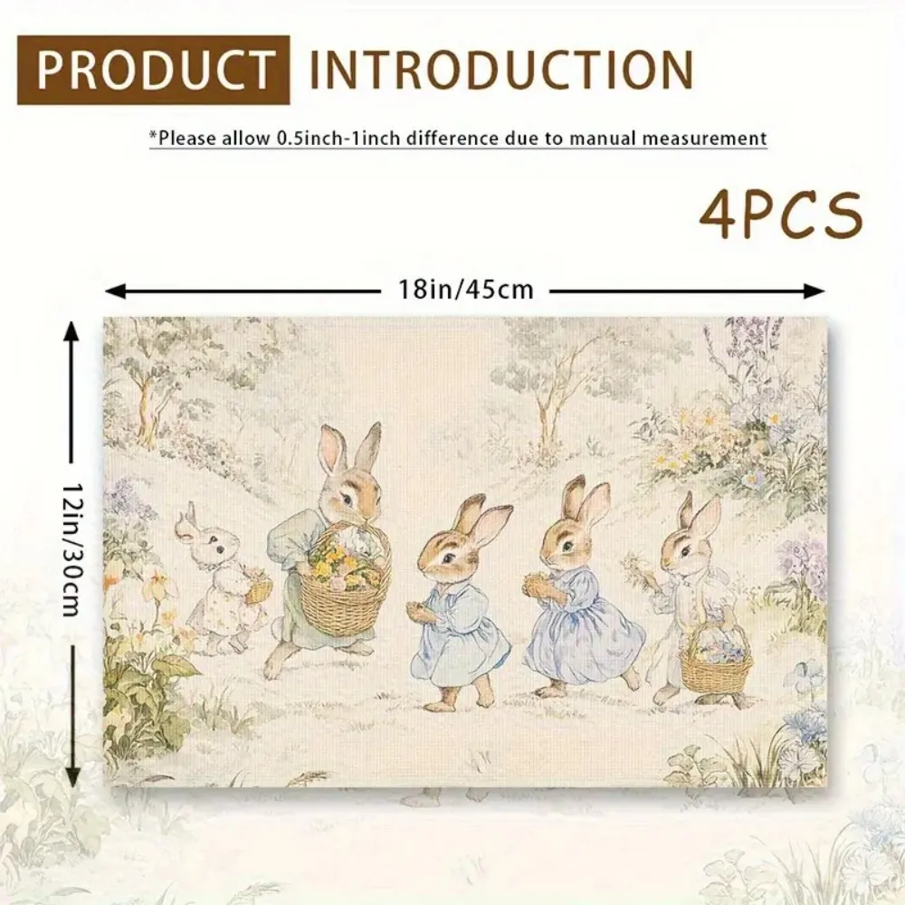 VIKAMA الكرتون لطيف الحيوان بارك نمط تحديد الموقع الكتان النسيج الجدول الحصير الأسرة عشاء أدوات المائدة المطبخ الجدول حصيرة