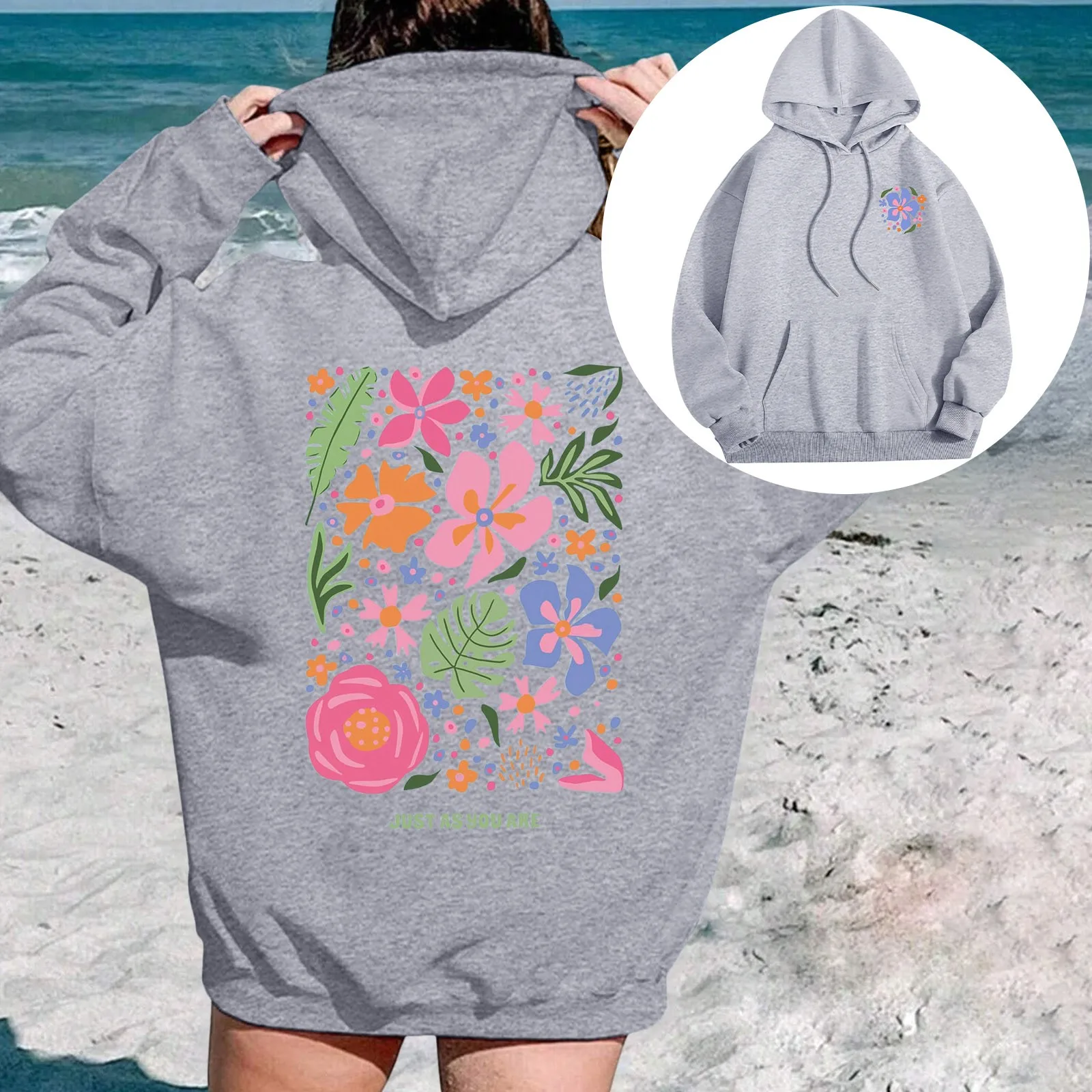 Ocean Coconut Tree Printed Women's Hoodies Fashion Design Loose Casual Versatile Clothing Autumn And Winter Pullover Sweatshirts