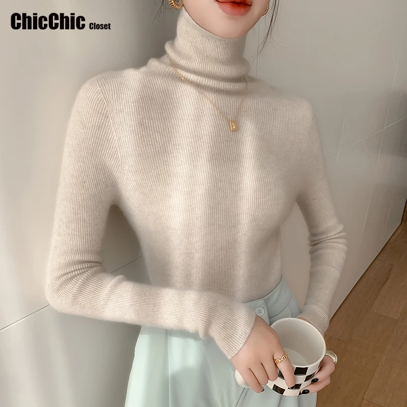 

Осень-зима женский вязаный складной свитер с длинным рукавом водолазка в рубчик мягкий теплый женский джемпер пуловер одежда черный