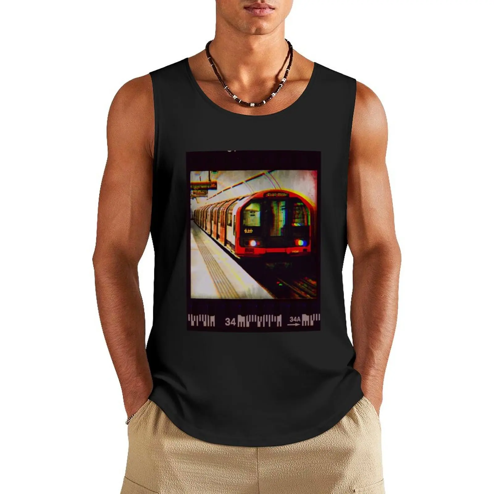 London Underground Train Film Photograph Tank Top gym clothes men men gym clothing