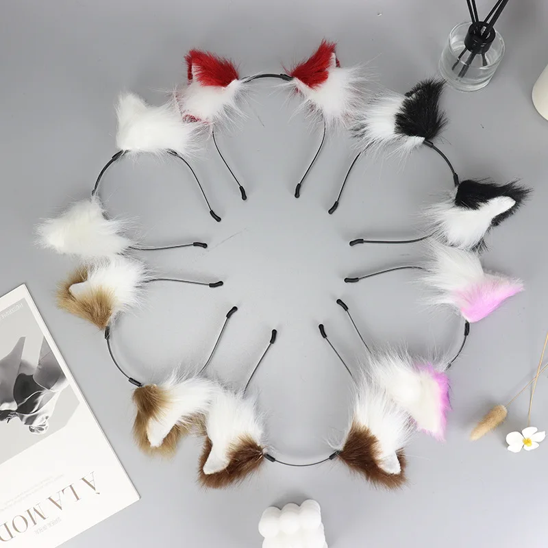 Kawaii Fox Ears Headband Anime Cat Ears Headdress Cosplay Accessories JK Girl Halloween Party Cosplay Props Hair Hoop Headwear