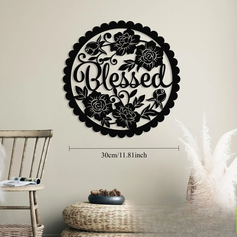 CIFBUY Iron Wall Art It Is Well With My Soul Floral Metal Waterproof Sculpture For Home Hanging Decor Inspirational Gift