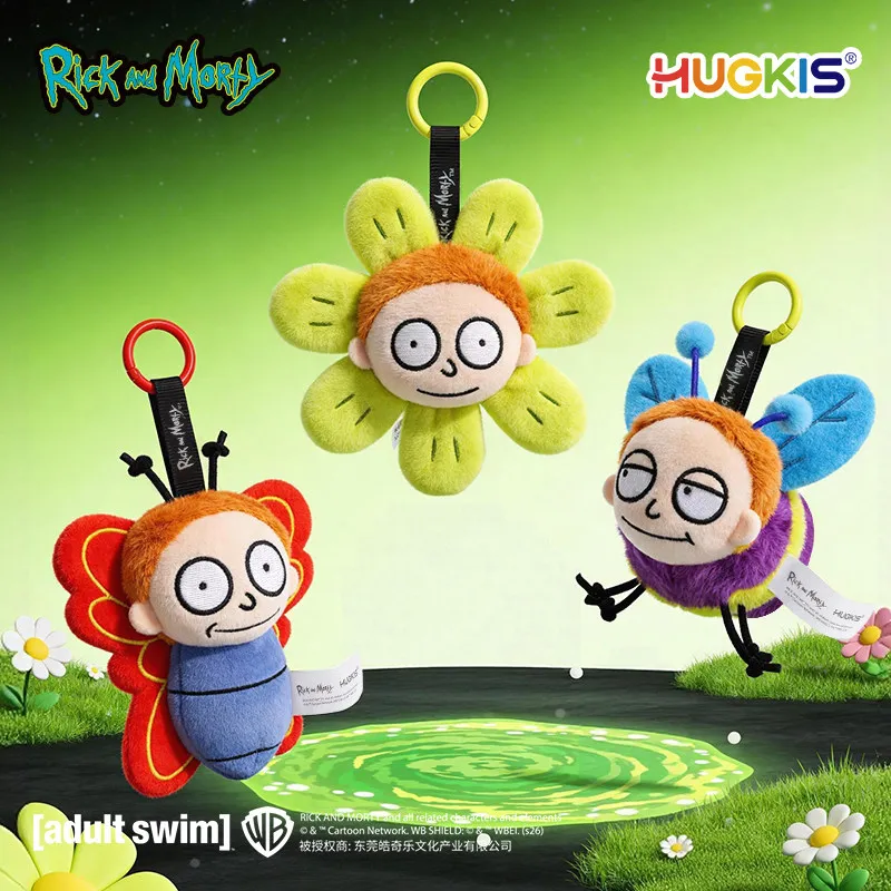 

HUGKIS Rick And Morty Garden Series Plush Keychain Bee Morty Flower Morty Butterfly Morty Stuffed Bag Charm Gift For Anime Fans