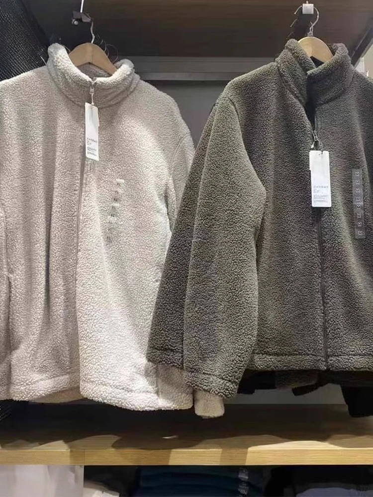 

Women's Fce Zipper Jaet Long Sve Thiened Autumn Winter Warm Try-On Room Clothing Outerwear Casual Loose Fit Coat