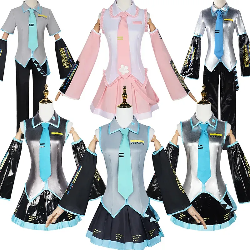 Conjunto completo de traje de tela de cuero plateado de Bear's Den, disfraz de Miku, tocado, traje JK, vestido de marinero alto, nuevo 2025