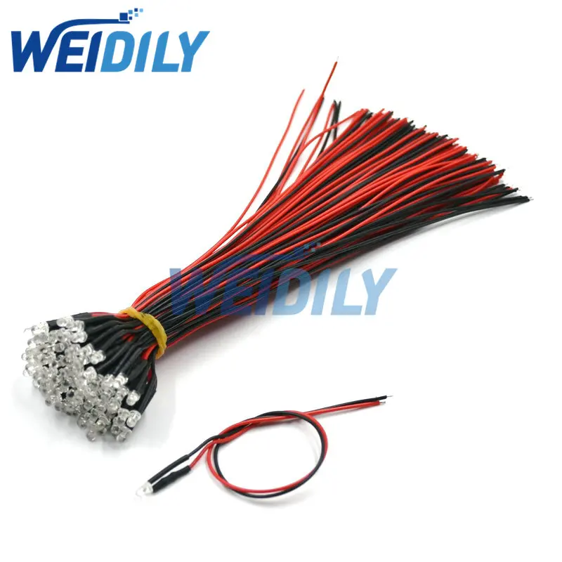 10PCS 3mm LED Diode 3V-12V 20cm Pre-wired White Red Green Blue Yellow Lamp Light Emitting Diodes Pre-soldered