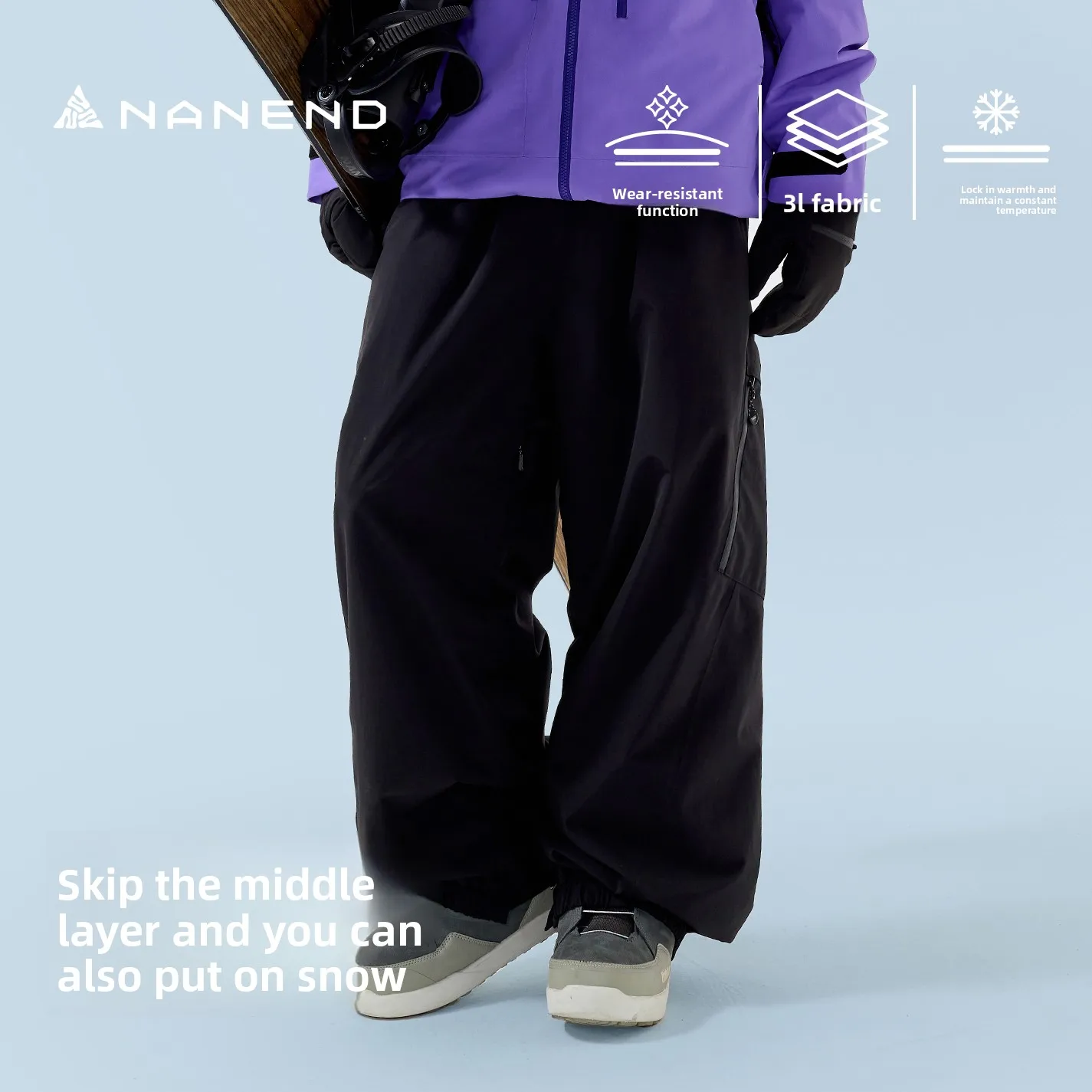 

[Skyline] Nan'en Single and Double Ski Pants Women's Ski Suit Loose Waterproof Professional Thickened Ski Pants