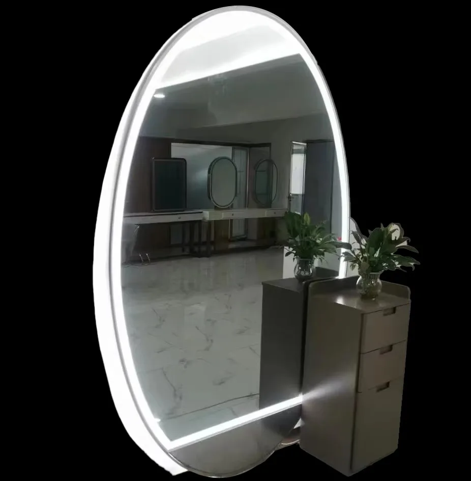 2020 Franse stijl zilveren kapperszaak stylingstation Haarspiegel stylingstation met tv en led 5 jaar garantie