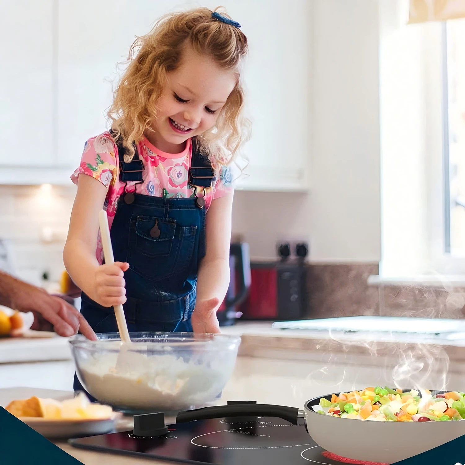 Karinear เตาไฟฟ้า2หัว110V, หม้อต้มไฟฟ้า12 ''พร้อมปลั๊ก, เคาน์เตอร์ควบคุมลูกบิดและเซรามิกในตัว