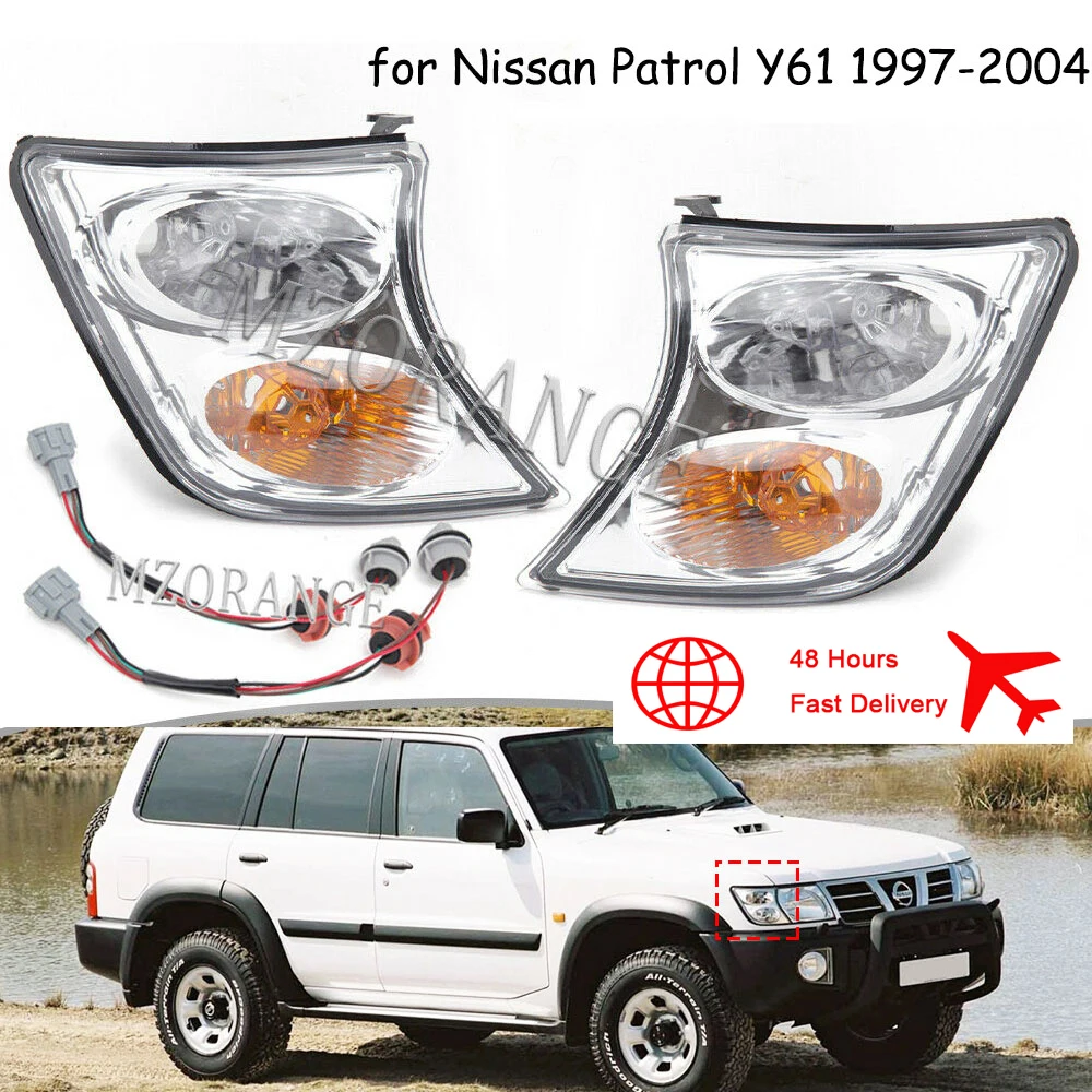 2X Front Indicator light Corner Lamp Clear for Nissan Patrol Y61 2001-2004 Headlights Parts Corner Light headlamp accessories