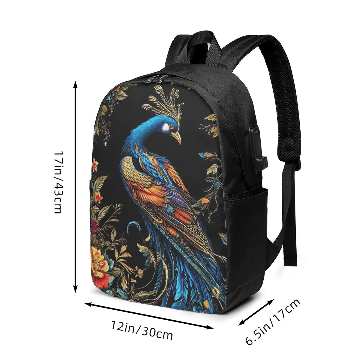Phoenix Floral Print Backpack Travel Notebook Bag Computer College Student School Bag Laptop Shoulder Bags for Men Women