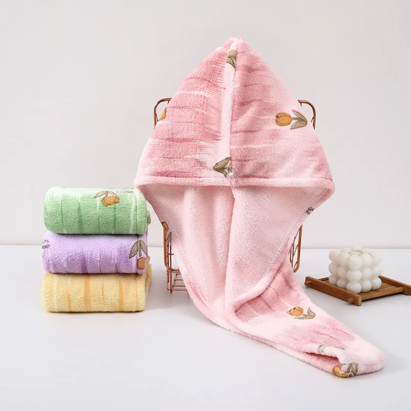 Home Tulip Dry Hair Cap Dry Hair Towel Women's Coral Fleece Quick Drying Shampoo Dry Hair Cap Bathroom Supplies