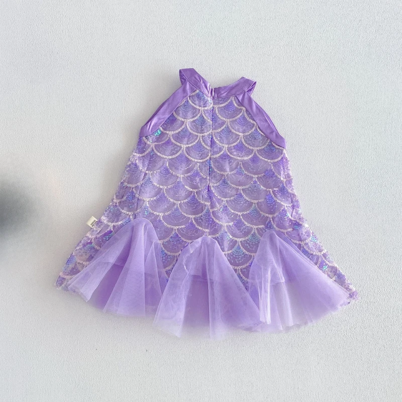 Girl Mermaid 2026 New Summer Hot Selling Style Western Design Glitter Mesh Princess Dress