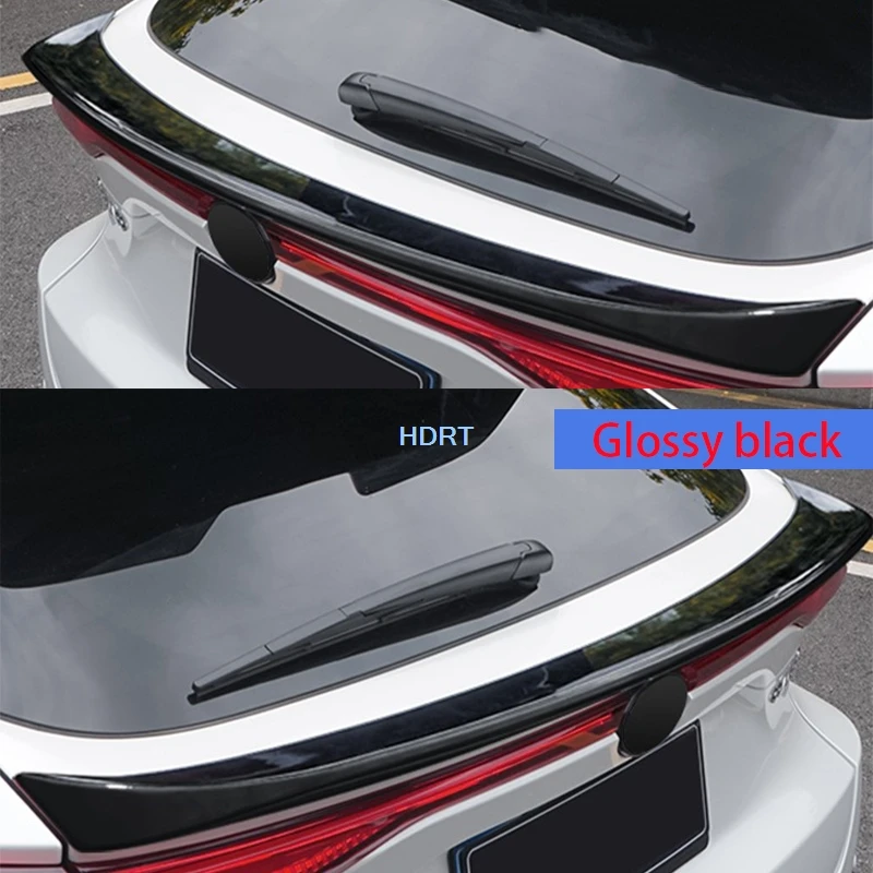 Car Style Accessories Exterior Sticker For Toyota Venza Harrier 2022 + ABS Black Carbon Fibre Tail Door Rear Trunk Spoiler Wing