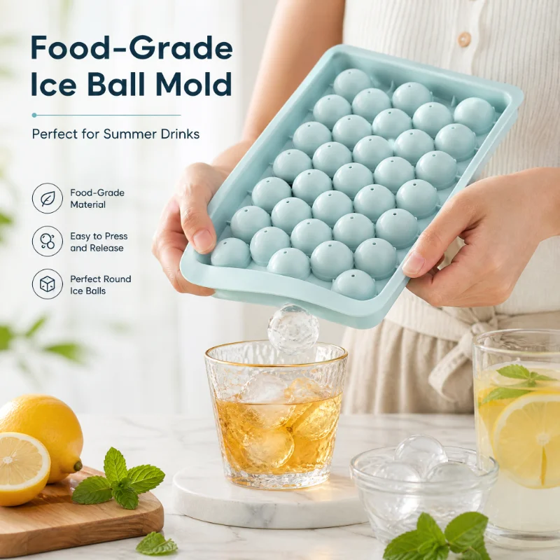 33 Ice Boll Hockey PP Mold Frozen Whiskey Ball Popsicle Ice Cube Tray Box Lollipop Making Gifts Kitchen Tools Accessories