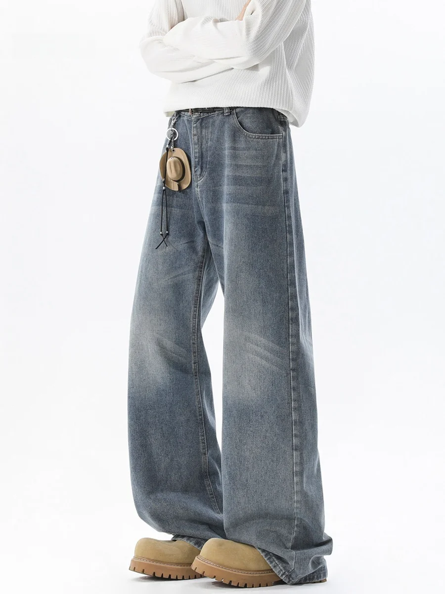 

Wmnm American High Street Men's Jeans Bell Bot Wide Leg Thi Winter Faion Retro Straight Tube Long Pants