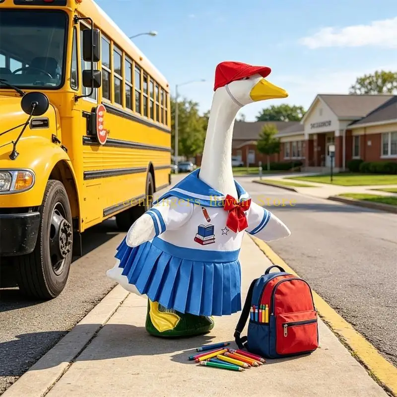 F68D Porch Geese Costume Back To School Geese Costume Uniform With Cap Geese Statue