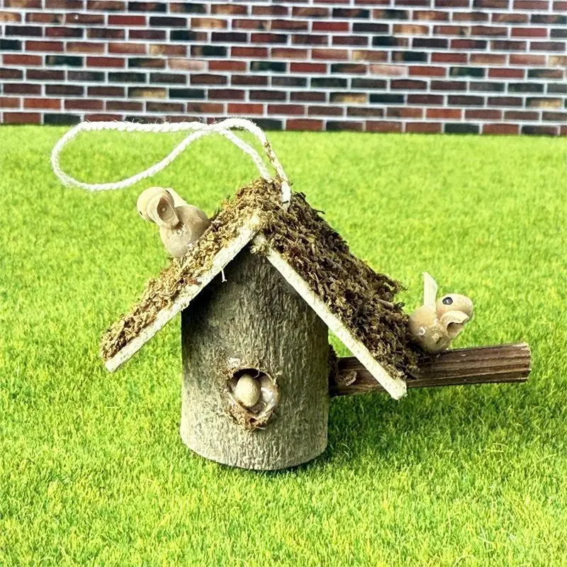 1 pièces 1: 12 maison de poupée nid d'oiseau à l'ancienne Mini maison pendentif modèle jouet accessoire pour maison de poupée
