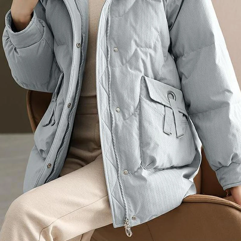 Piumino lungo da donna in piumino d'anatra con cappuccio, cappotto caldo e spesso, soprabito femminile ampio, capispalla casual freddo, piumino d'anatra bianco, inverno, nuovo