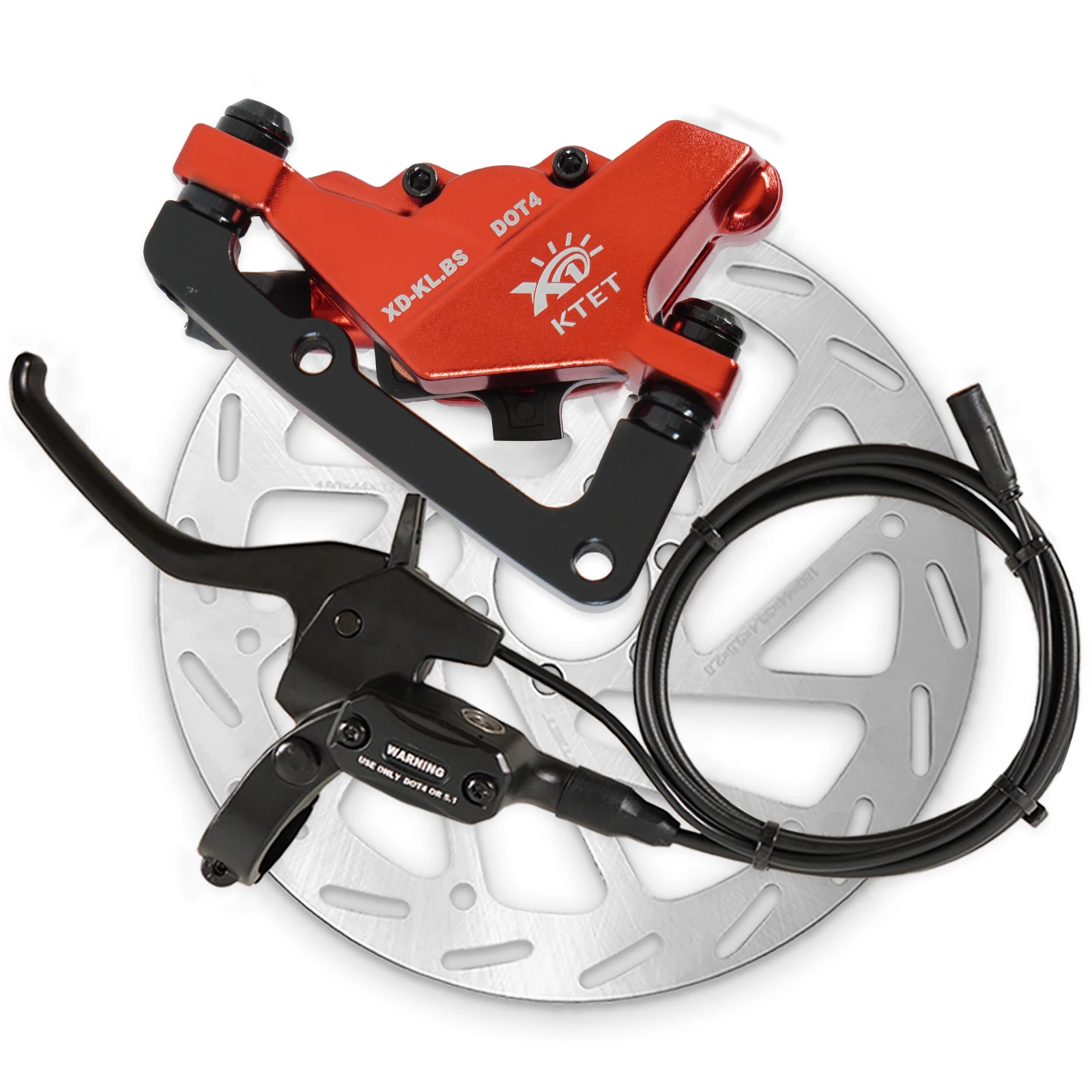 KTET XD-KL.BS Hydraulisches Bremsen-Kit 2 Kolben Vorne oder Hinten 180mm Rotor Vorgefüllter Schlauch Stromunterbrechung für E-Bike E-Motorrad E-Scooter – Detail 2