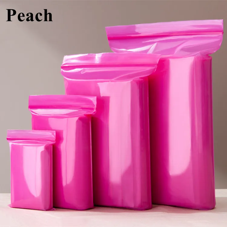 100pcs Red PE Plastic Zipper Packaging Bags Resealable Jewelry Spice Snack Sugar Powder Candy Party Gifts Toys Storage Pouches