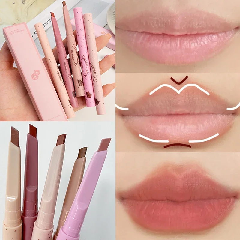 Waterdichte Matte Lip Liner Overzicht Lip Vorm Lippenstift Pen Blijvende Mollige Non-stick Cup Fluwelen Lippenstift Potlood Lip Make-up Cosmetische