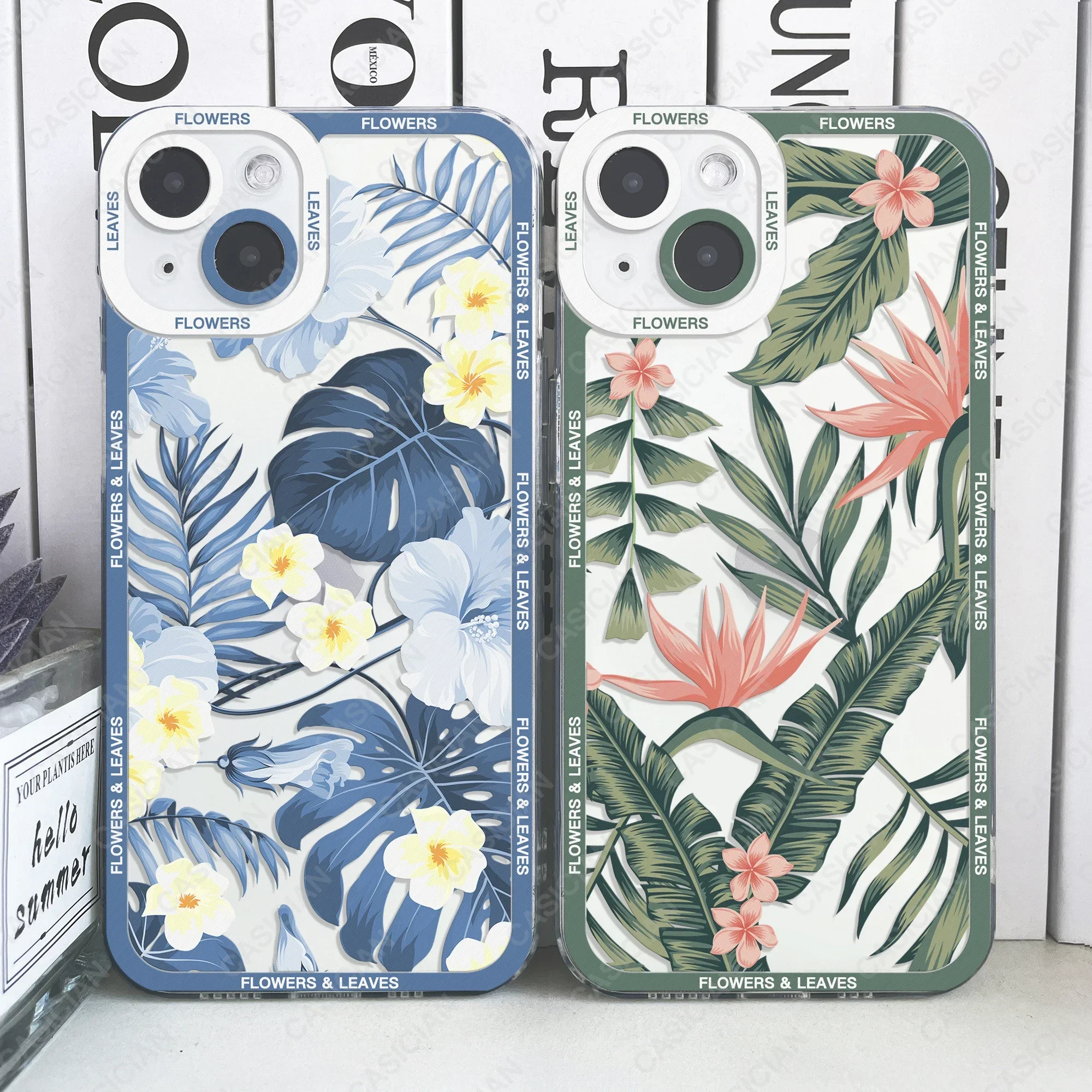 Jungle Palms Leaves Tropical Flowers Silicone Phone Case For iPhone 16 15 14 13 12 11 Pro Max Mini Plus Soft Cover