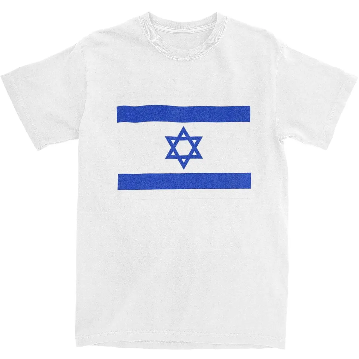 

Israel Flag T-Shirt Blue And White Leisure T Shirts Short Sleeve Y2K Retro Tops Summer 100% Cotton Crewneck 4XL 5XL 6XL Top Tees
